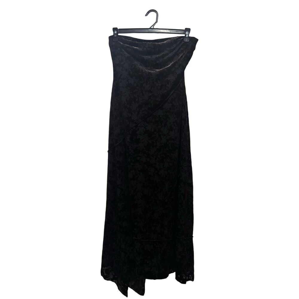Trixxi XL strapless black on black floral burnout dress maxi lined nwt